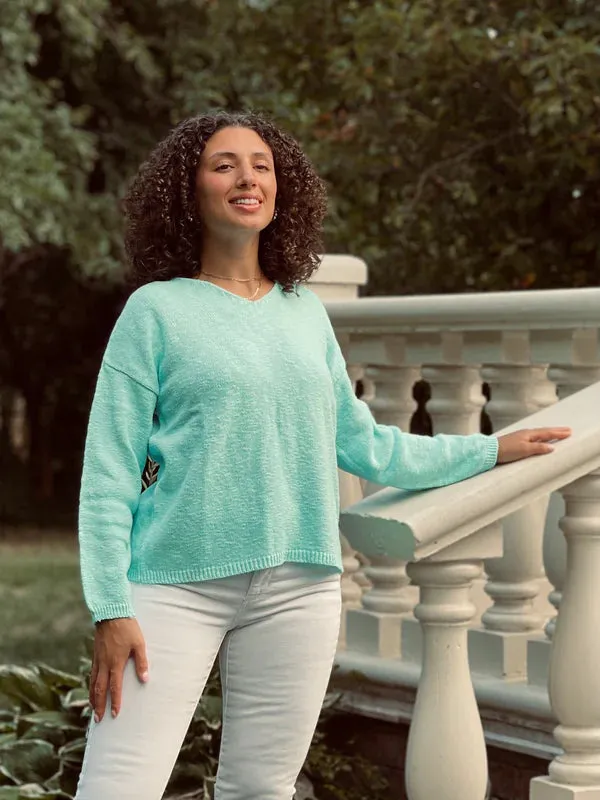 Cotton Crop V Neck Sweater