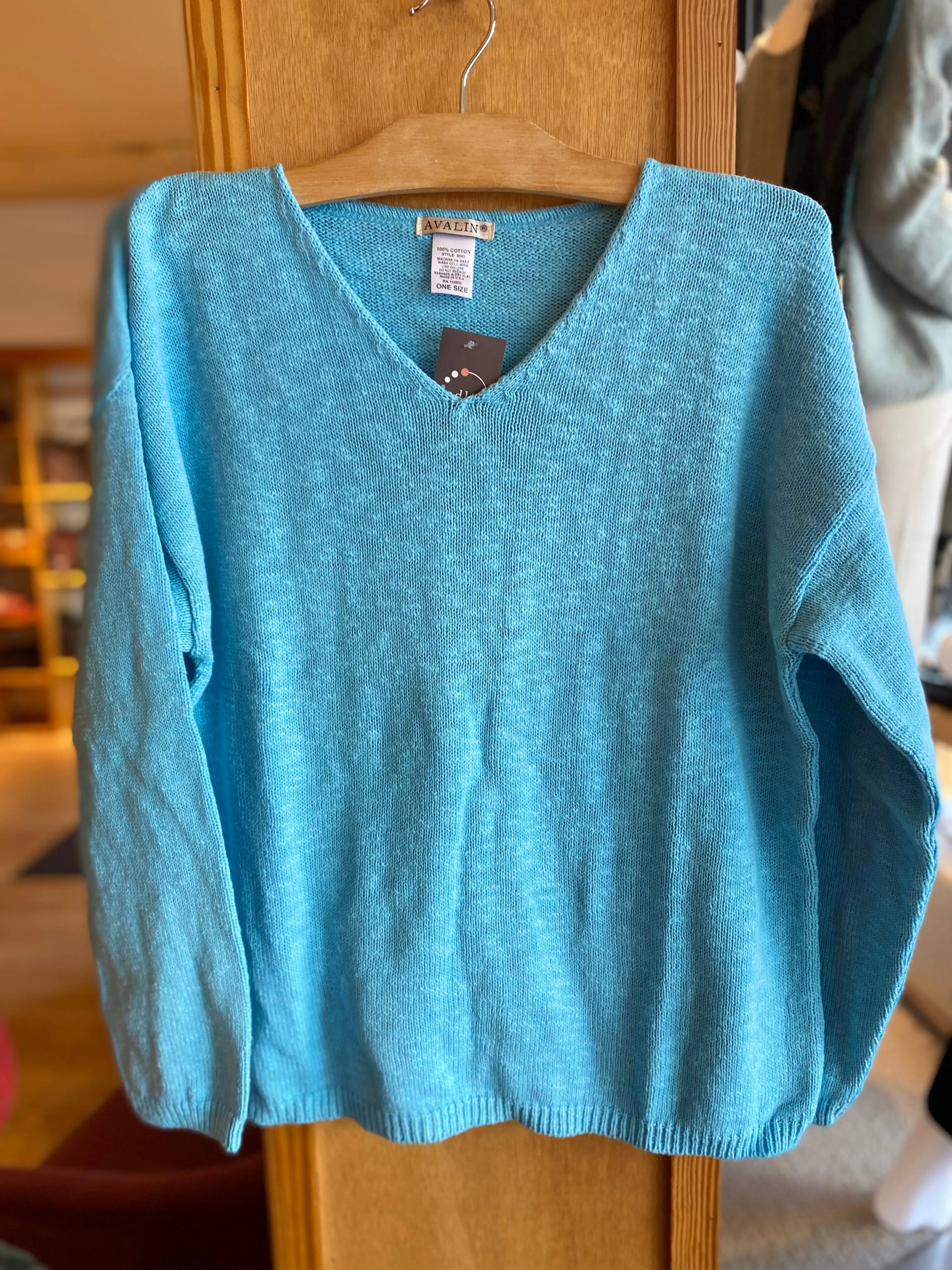 Cotton Crop V Neck Sweater