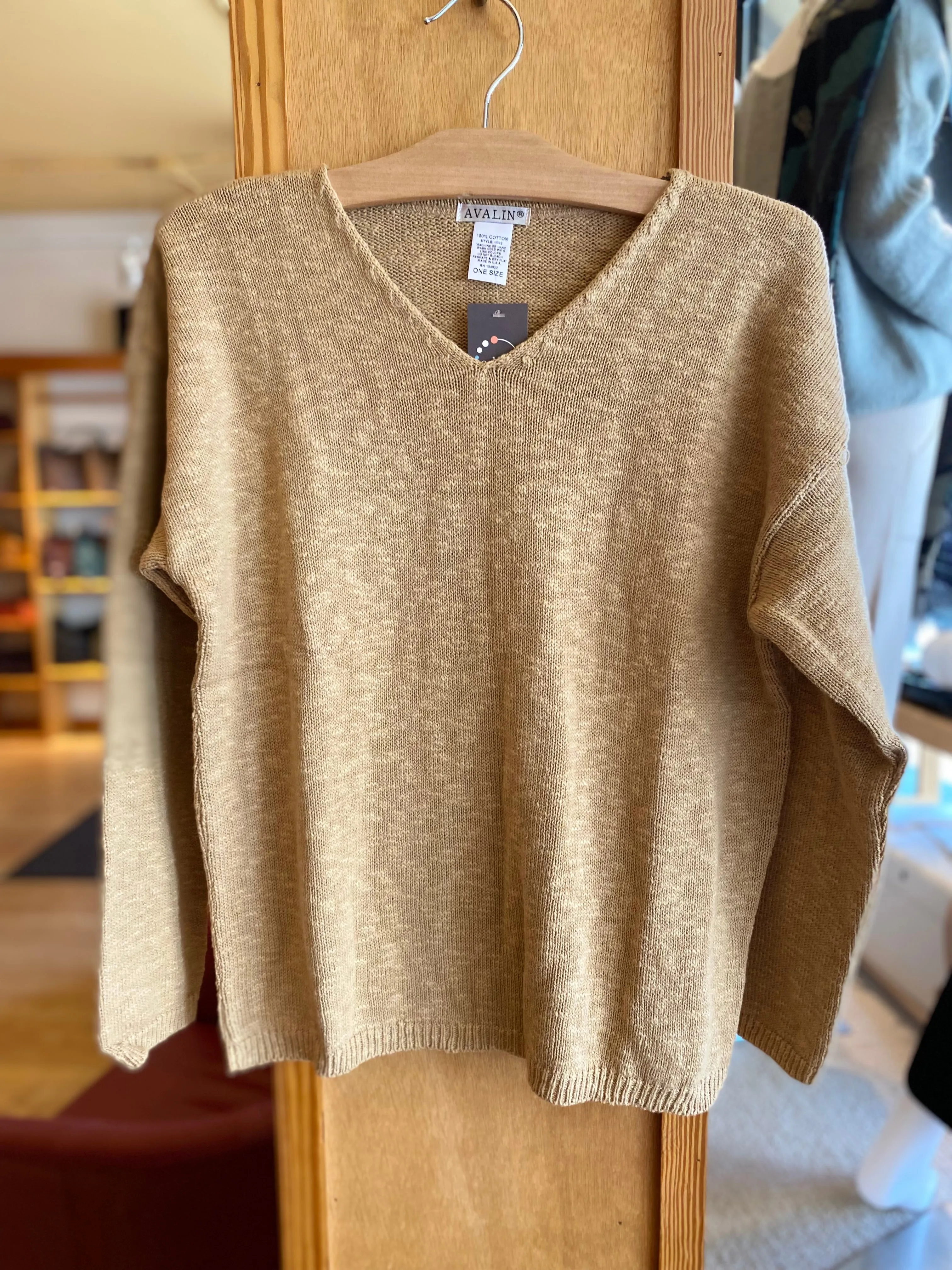 Cotton Crop V Neck Sweater