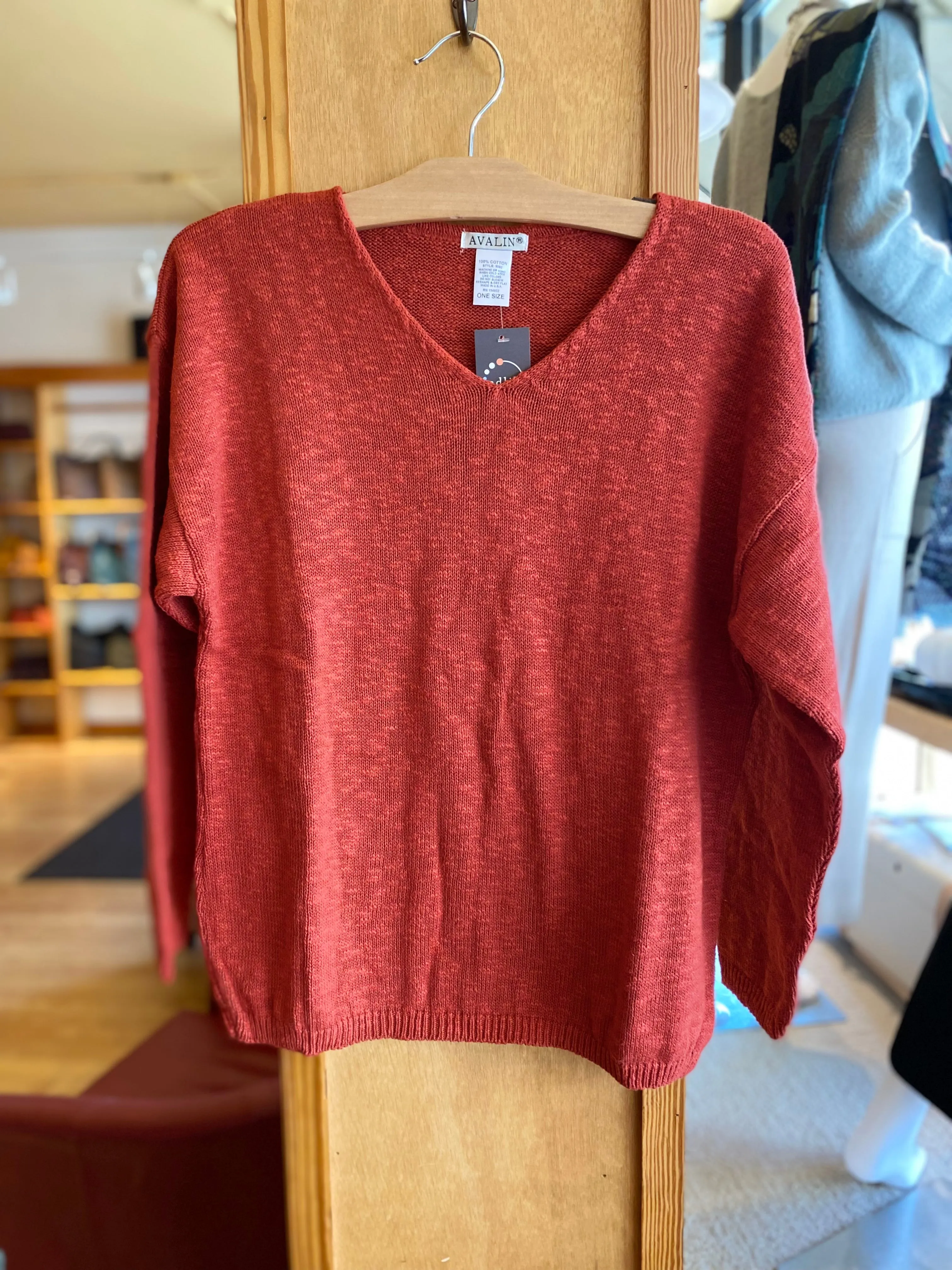 Cotton Crop V Neck Sweater