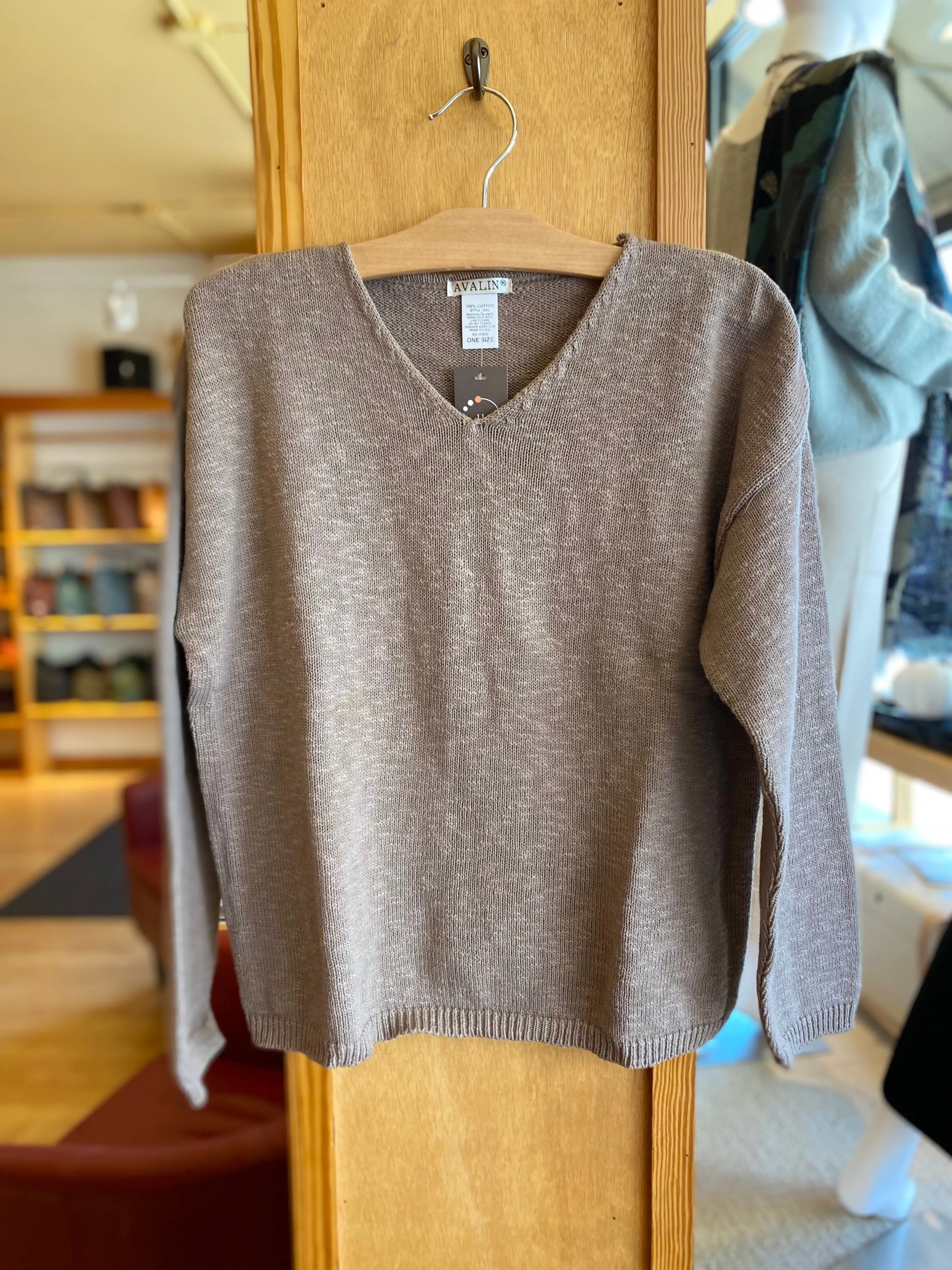 Cotton Crop V Neck Sweater
