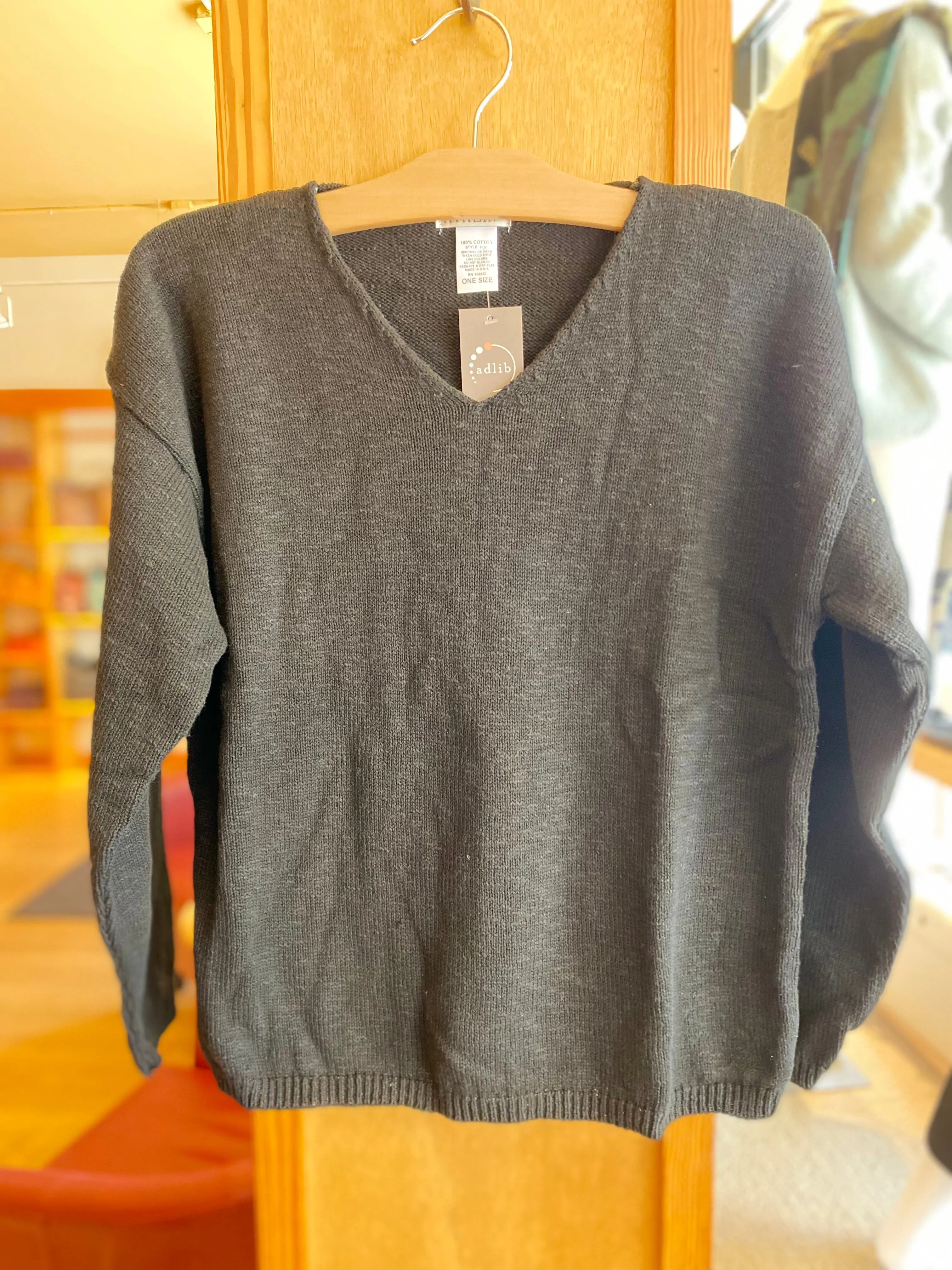 Cotton Crop V Neck Sweater