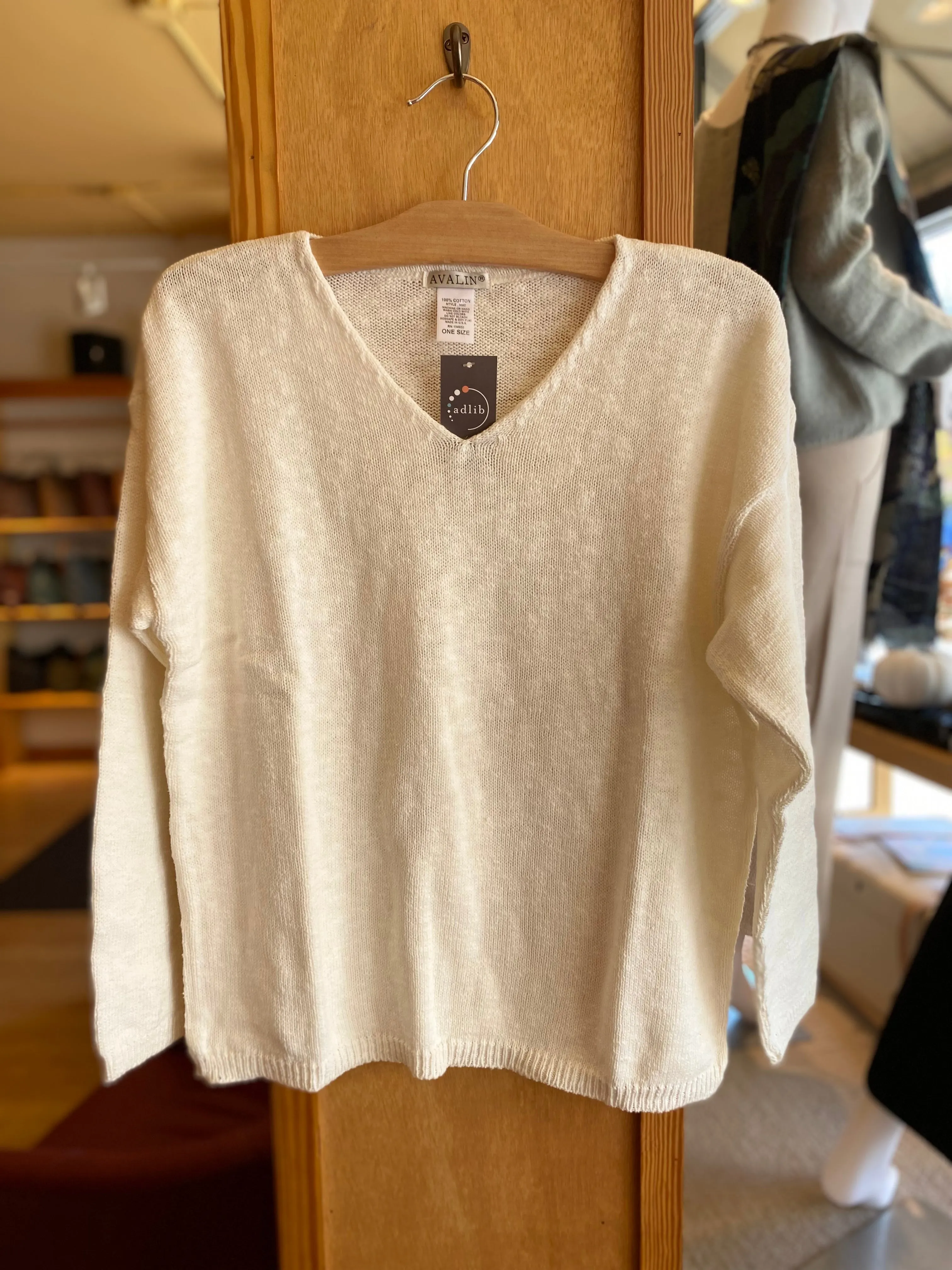 Cotton Crop V Neck Sweater