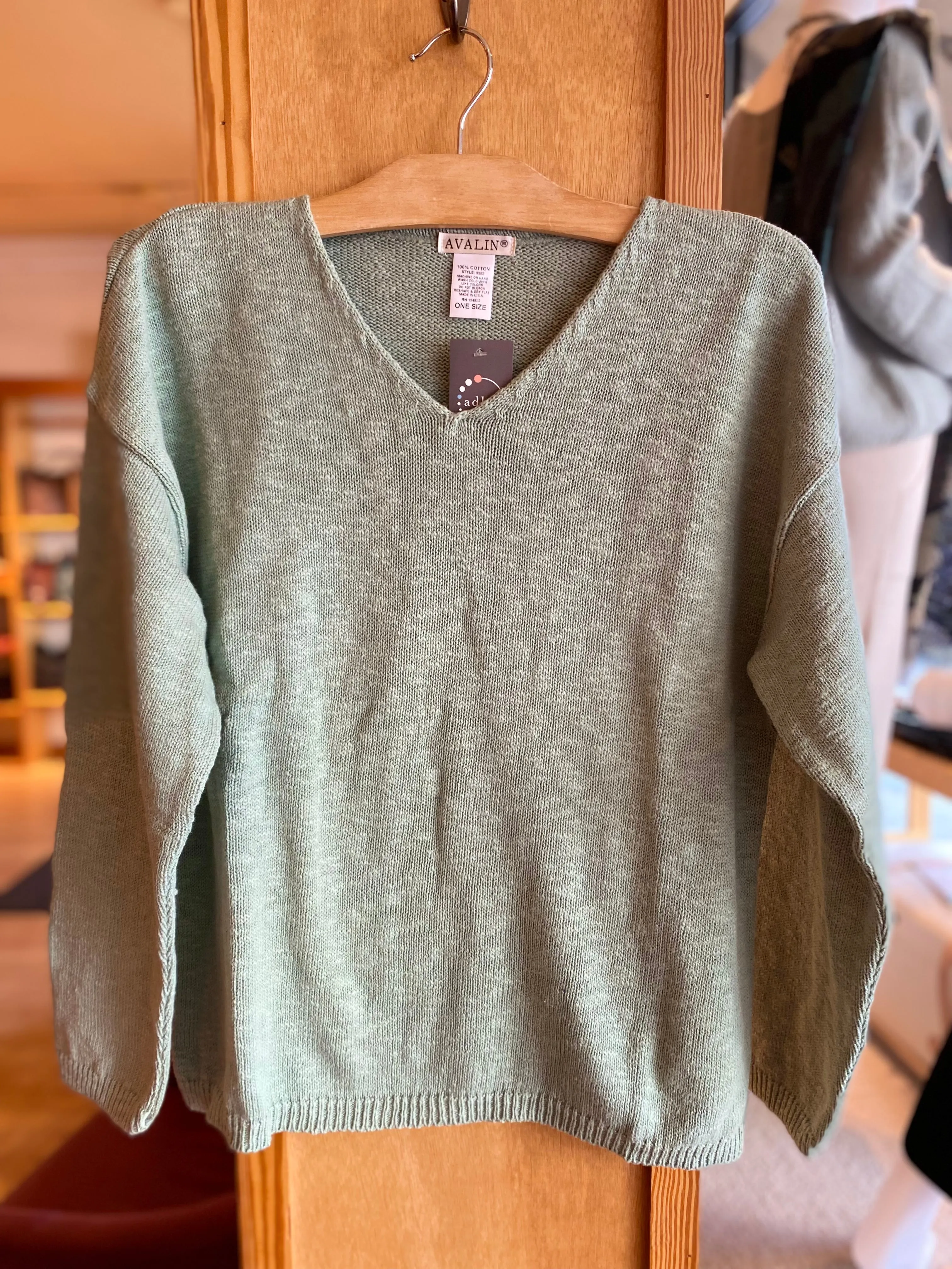 Cotton Crop V Neck Sweater