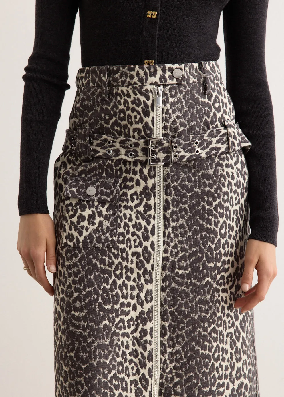Cotton Tweed Midi Skirt