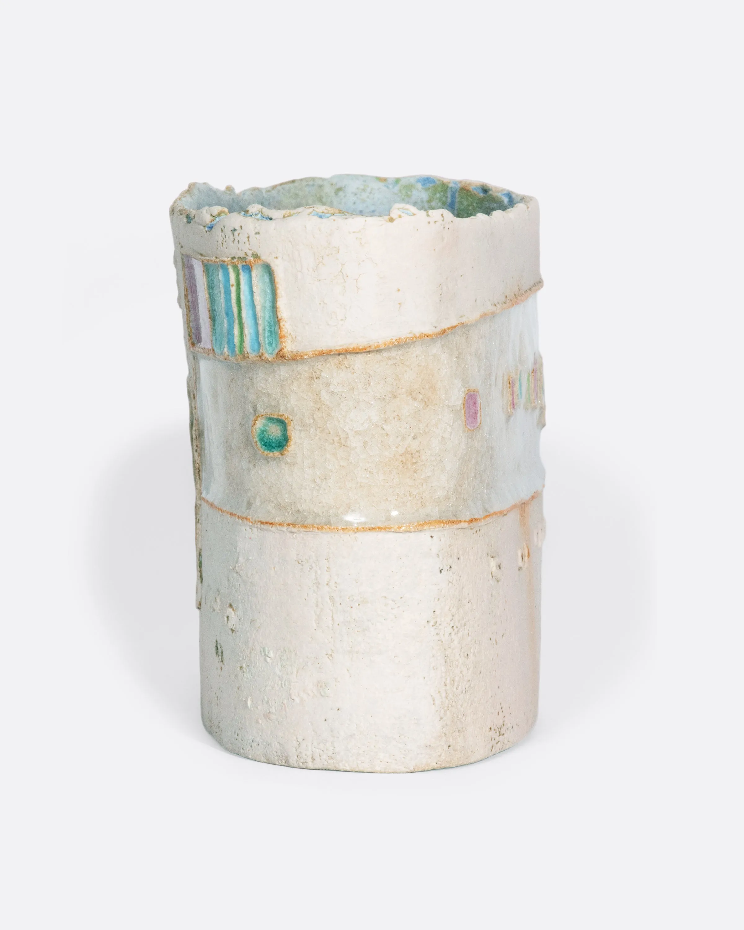 Cream & Blue Layered Vase