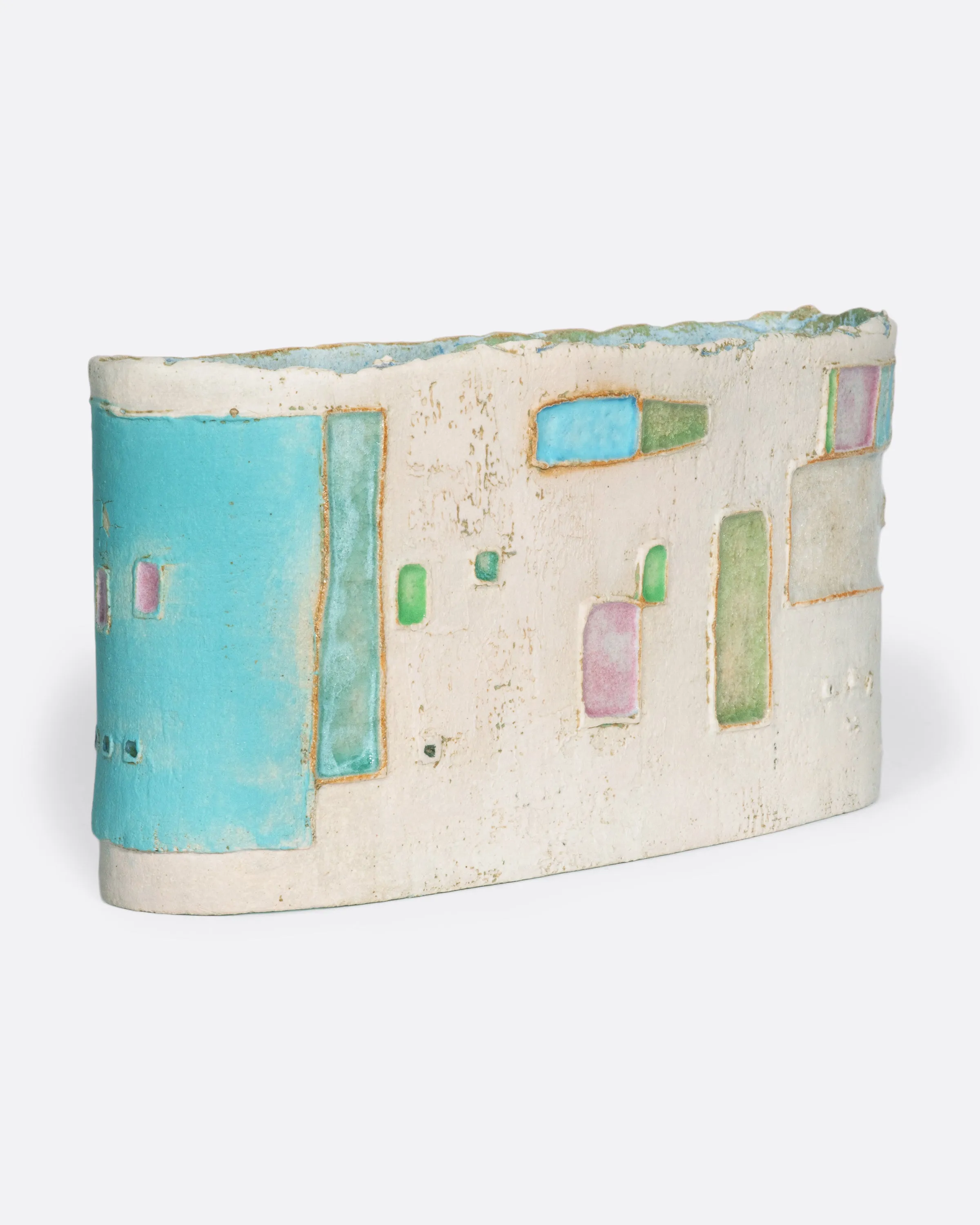 Cream & Blue Layered Vase
