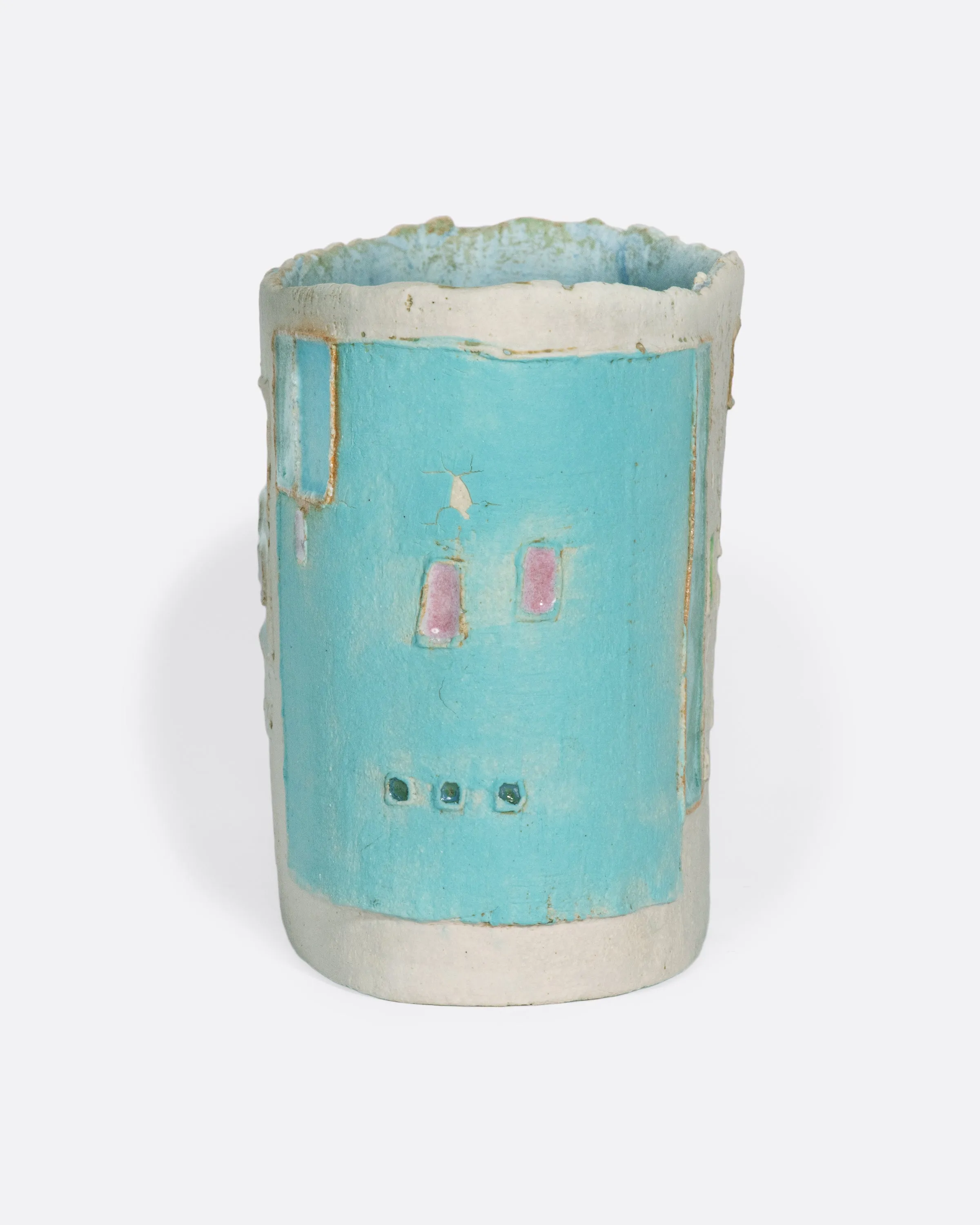 Cream & Blue Layered Vase