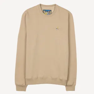 Crewneck Pullover Sweatshirt with Embroidered Icon - Fields Of Rye / Hot Takeout