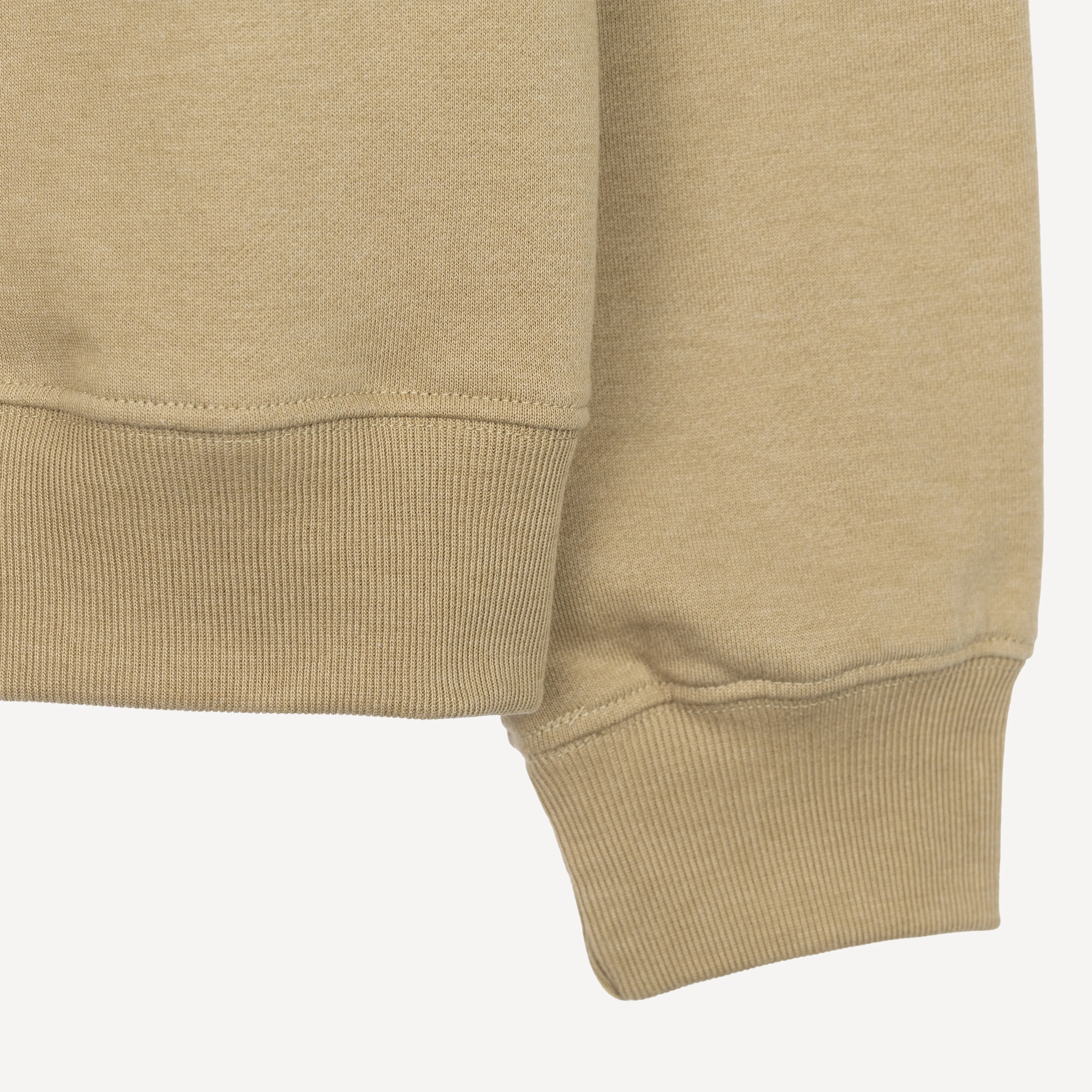 Crewneck Pullover Sweatshirt with Embroidered Icon - Twill / Udon Noodle