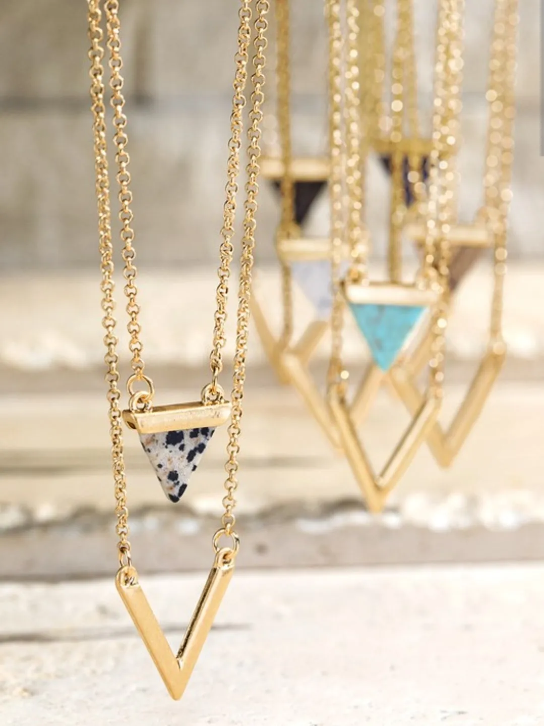 Dalmatian stone layered necklace