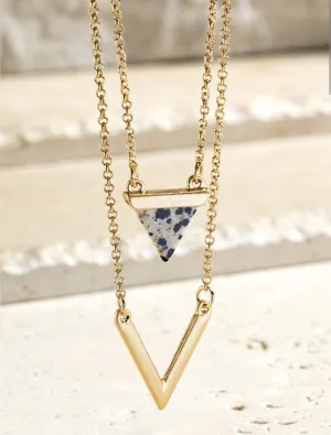 Dalmatian stone layered necklace