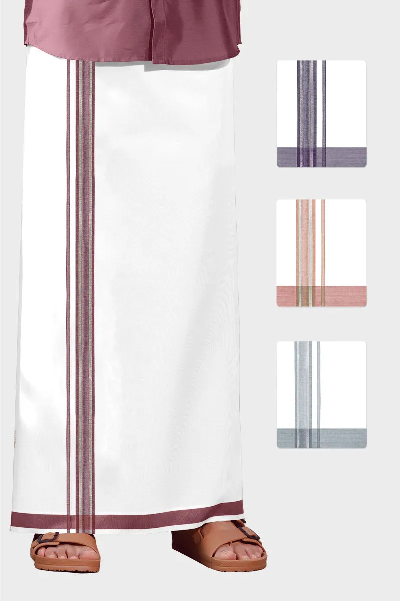 Dazzling Yadav - Light Violet Smooth Cotton Double Layered Dhoti With Fancy Borders | Uathayam