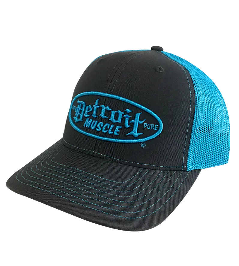 Detroit Muscle Snap-Back Blue and Grey Trucker Hat