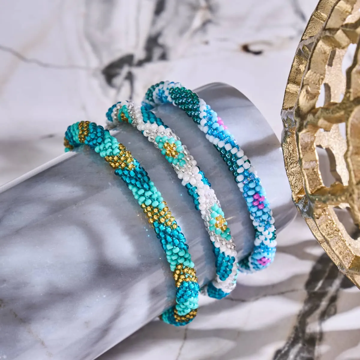 Dolphins Delight | Himalayan Glass Bead Bracelet