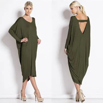 Dress Women Loose Plus Size Party Dress Summer Dresses For Women Black With Long Sleeve