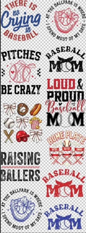 DTF 22x60 inch Baseball Gang sheet