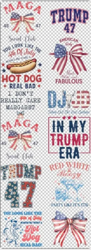 DTF 22x60 inch Patriotic2 4th of July  Gang sheet