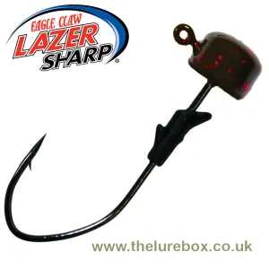 Eagle Claw Lazer Sharp Pro V Finesse Ned Jig Heads - Green Pumpkin Red Flake