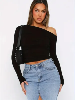 Effortless Style Long Sleeve One-shoulder Top