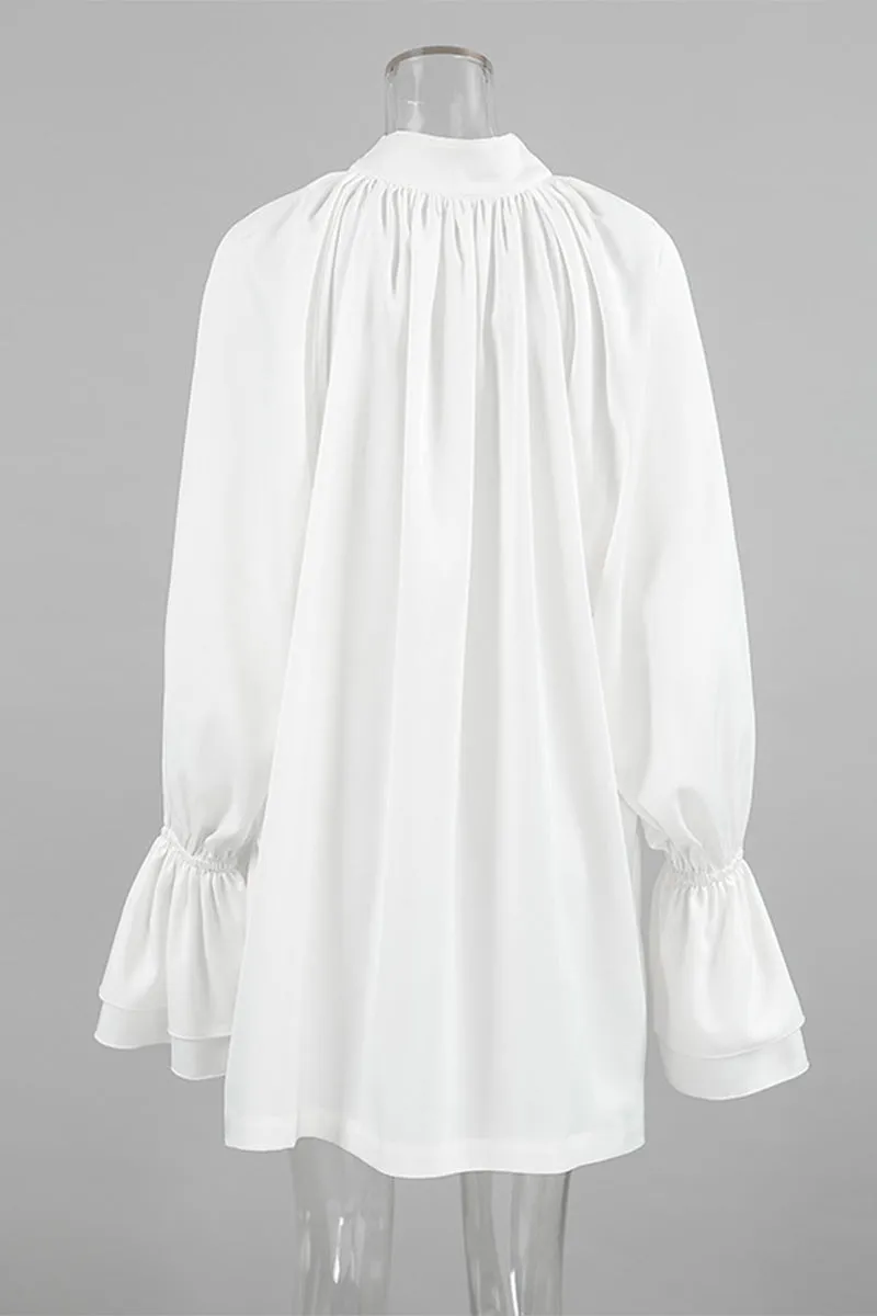 Elegant Lace Up Buckle Ribbon Collar A Line Dresses(3 Colors)