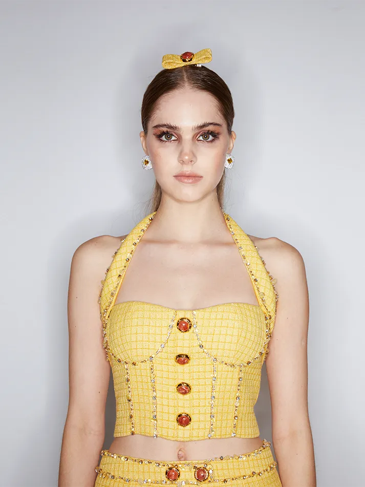Elizabeth Crop Top with Embellished Details