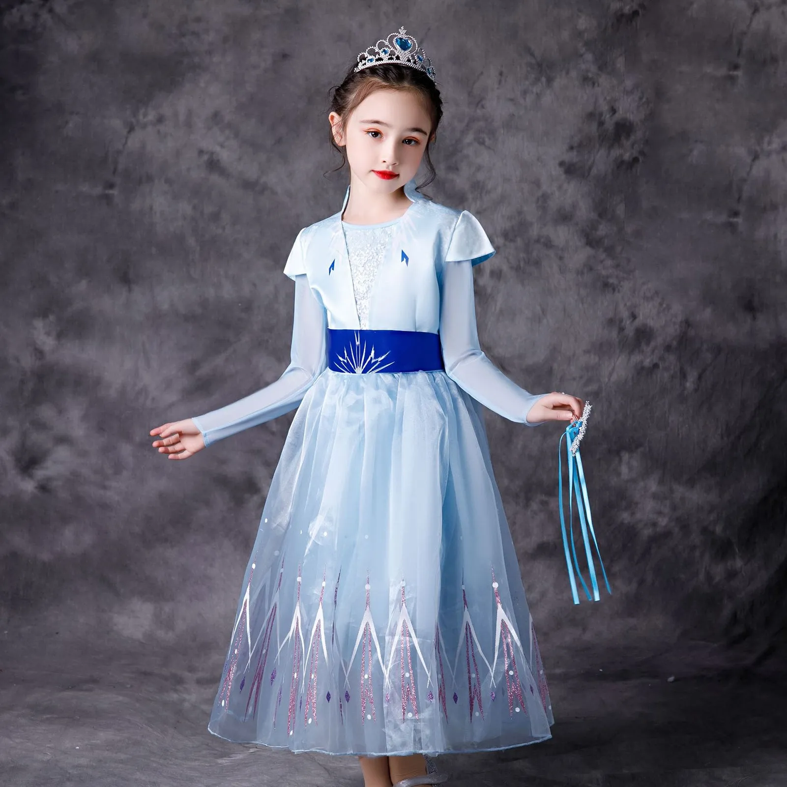 Elsa Princess Christmas Party Dresses Classic Costume for Litlte Girls