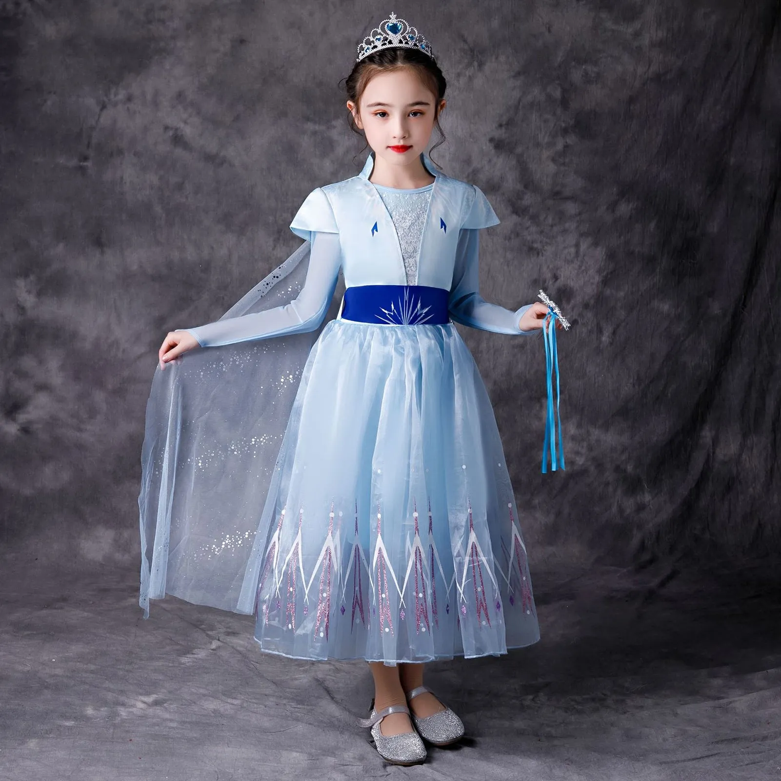 Elsa Princess Christmas Party Dresses Classic Costume for Litlte Girls