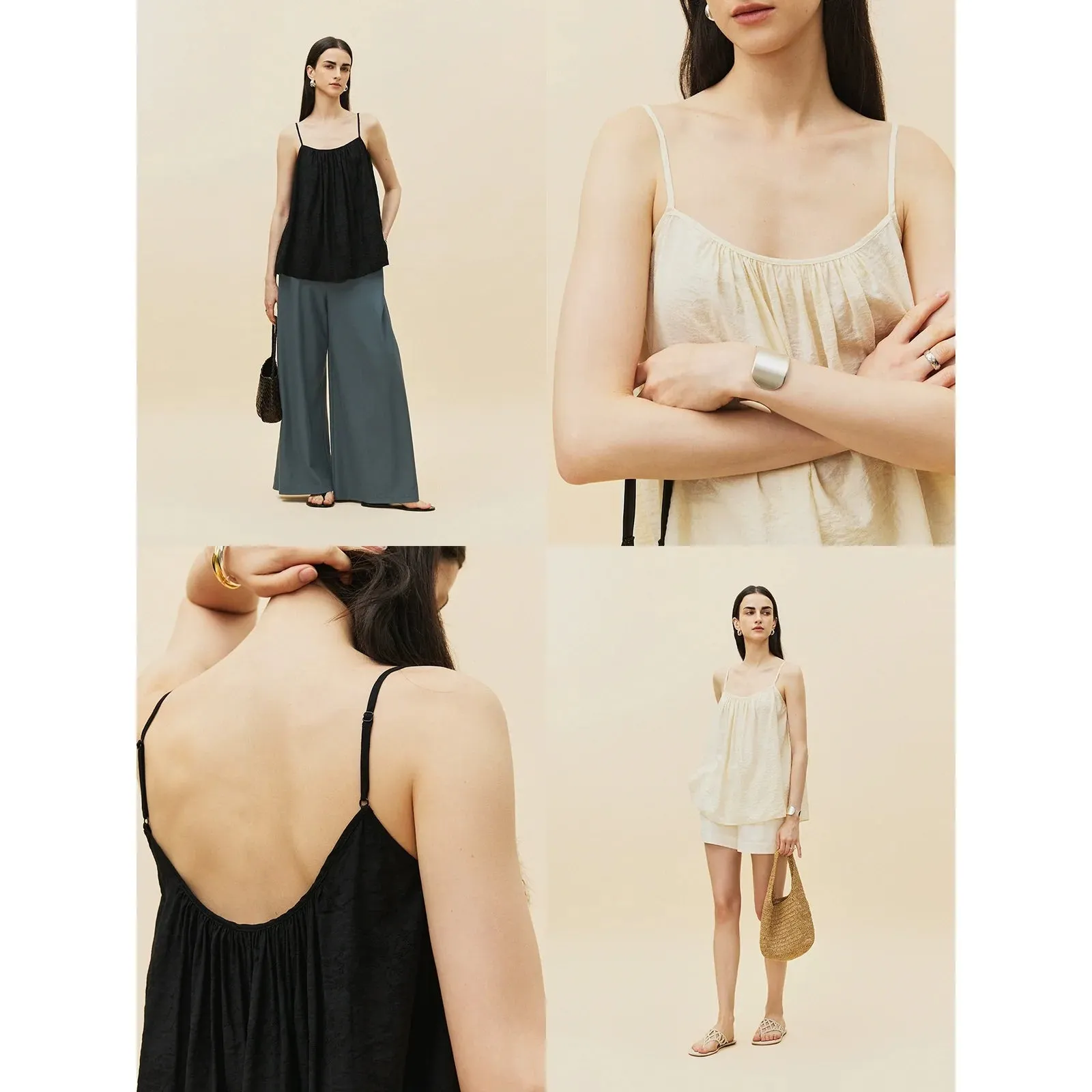 Embroidered Puff Neck Camisole