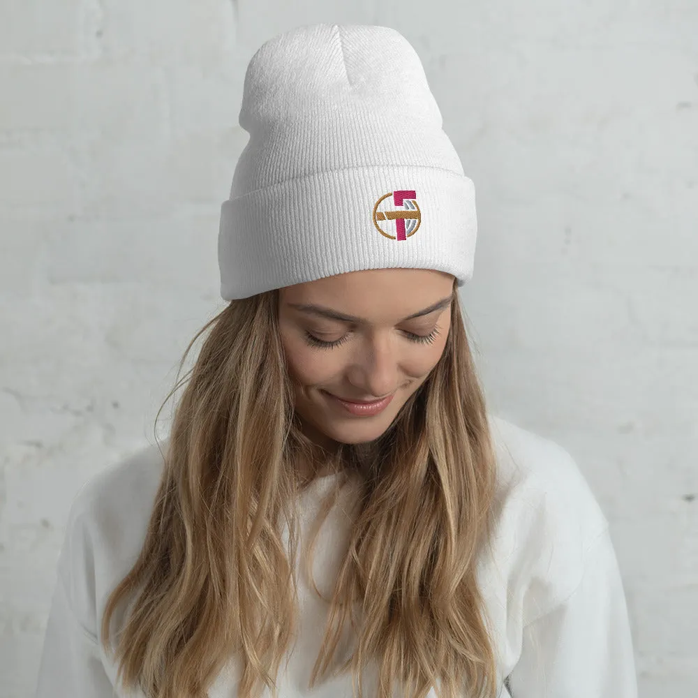 Farm-i-tude Cuffed White Beanie