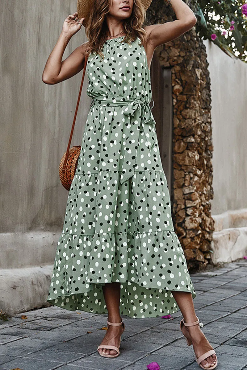 Fashion Street Dot O Neck Printed Dress Dresses(5 Colors)