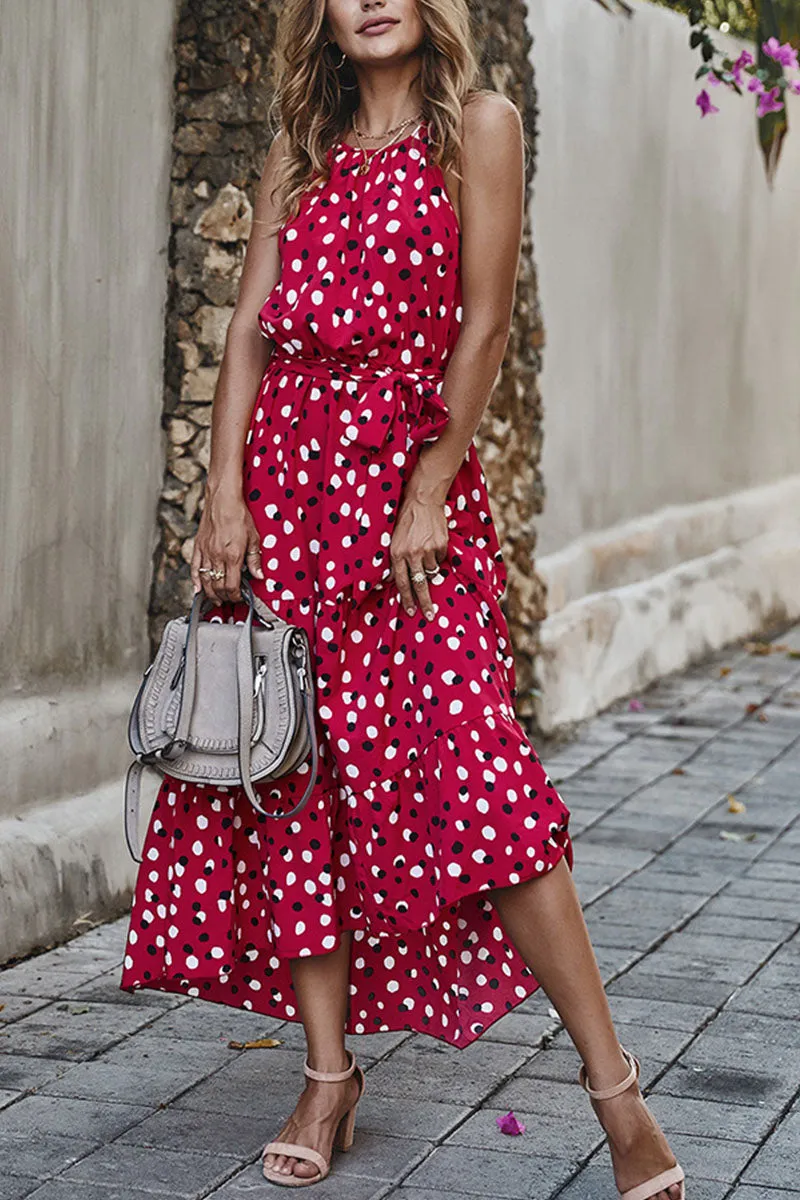 Fashion Street Dot O Neck Printed Dress Dresses(5 Colors)