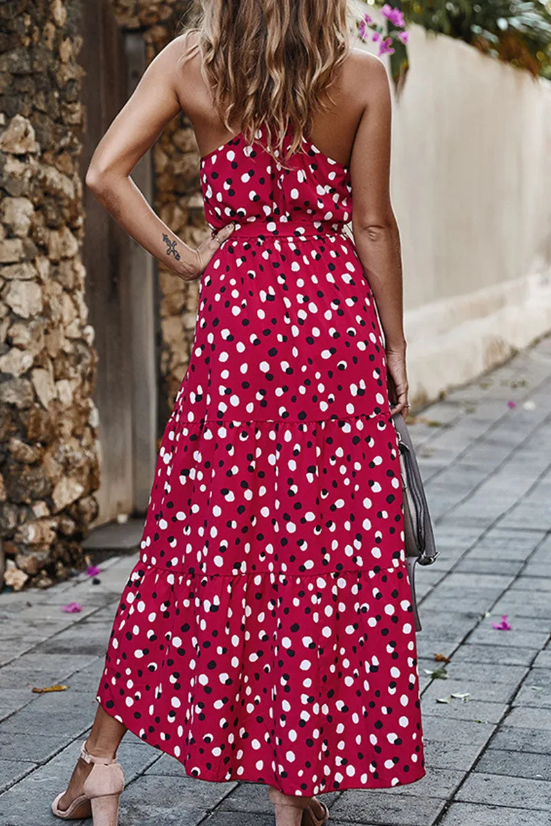 Fashion Street Dot O Neck Printed Dress Dresses(5 Colors)