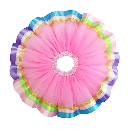 Girls 5 Layer Pink Tutu Skirt Unicorn Horn Headband Baby Birthday Costume Rainbow Tulle Tutu Set M