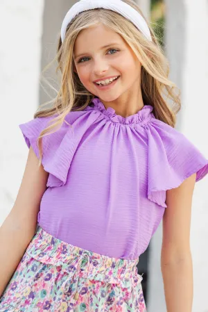 Girls: As It Happens Orchid Purple Flutter Blouse