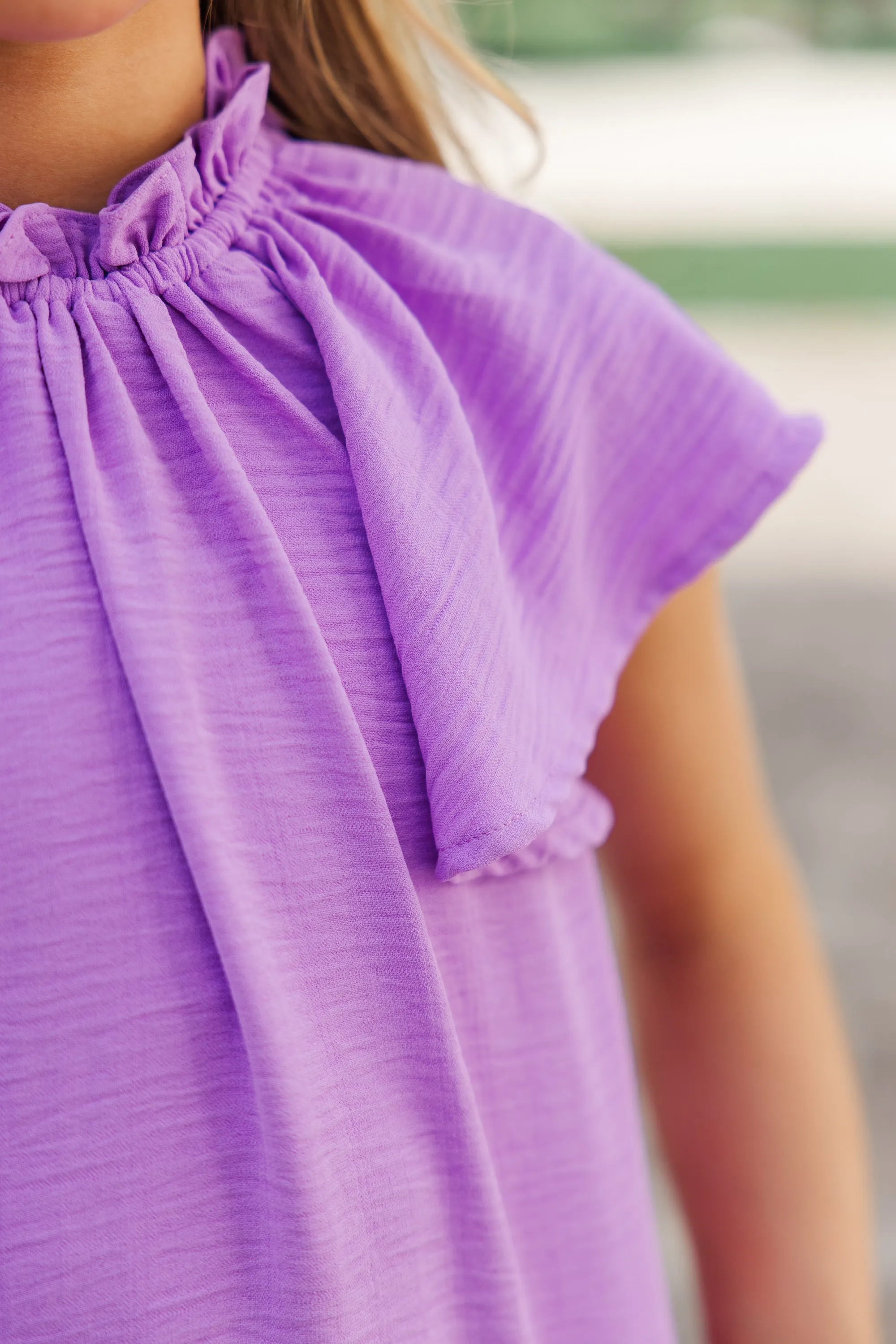 Girls: As It Happens Orchid Purple Flutter Blouse