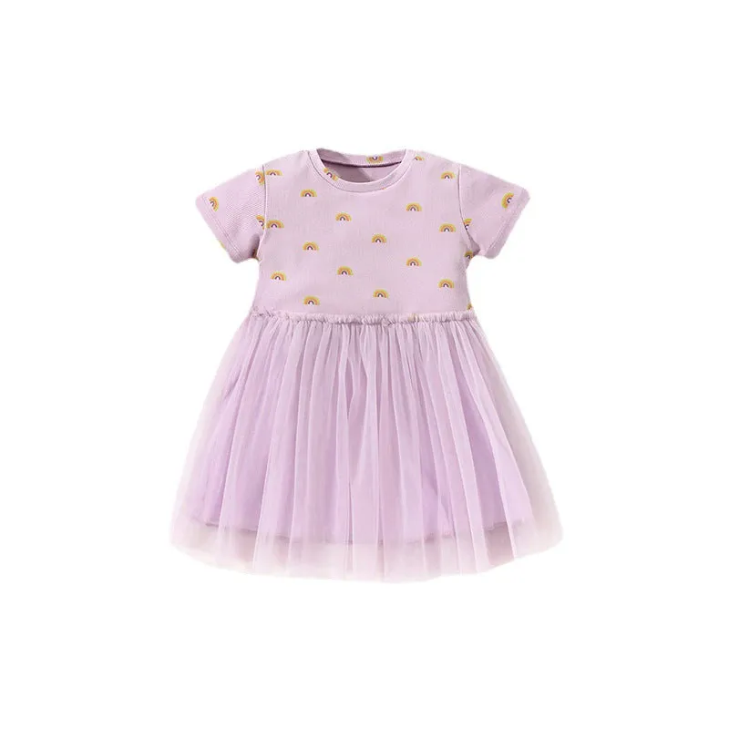 Girls' Dress Summer European and American Princess Dress Cute and Breathable Mesh Girls' Dress