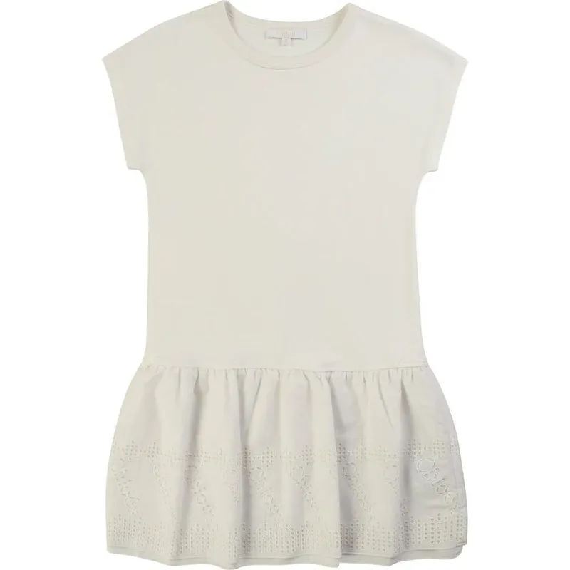 Girls White Jersey Dress