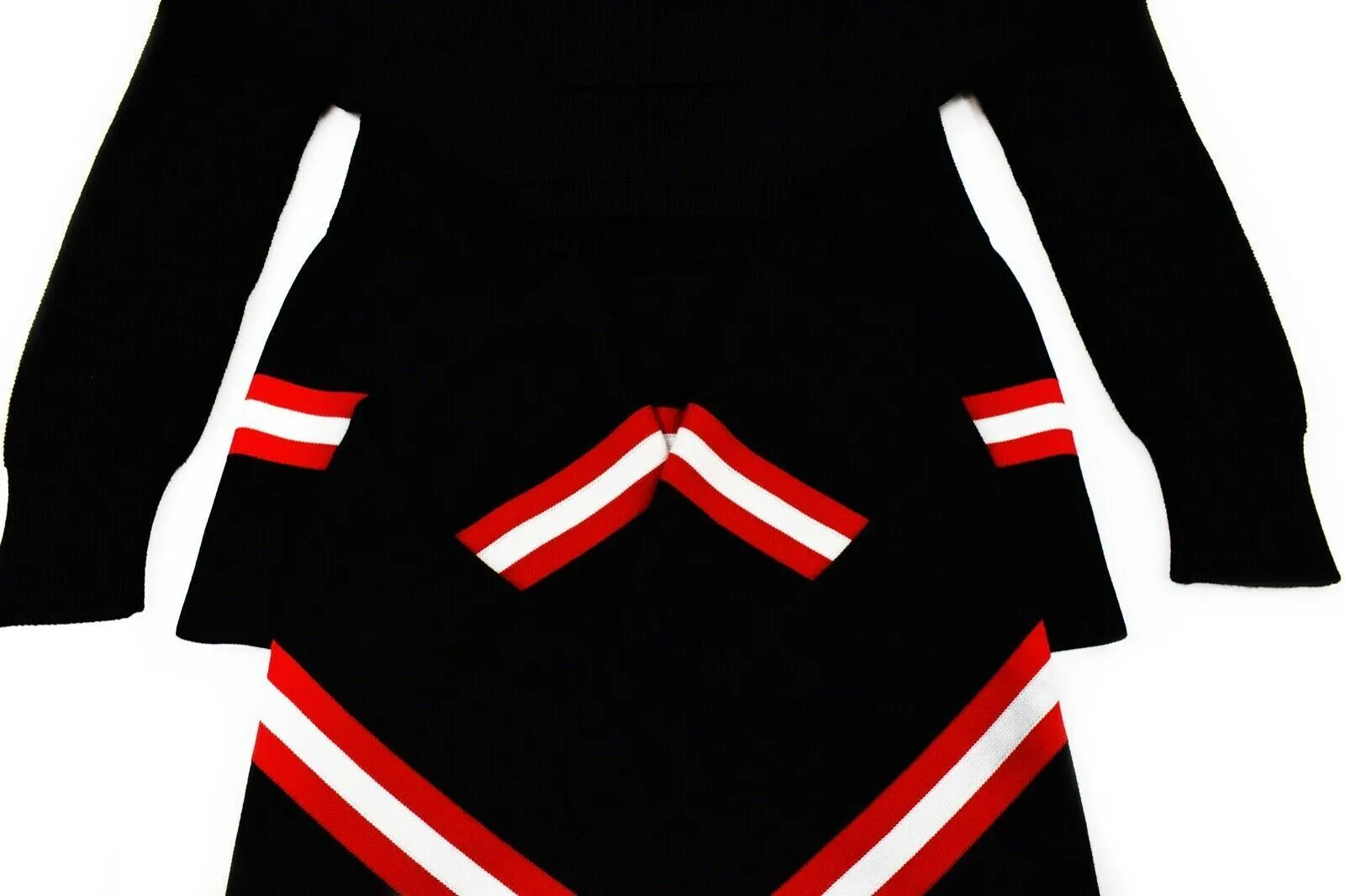 Givenchy - Black Red & White Striped Tie Waist Top Sweater - US XS