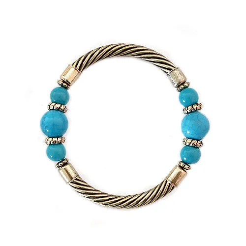 GOLD TURQUOISE BRACELET  #SB15142-6_GLD-TRQ (BC14)