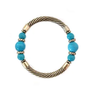 GOLD TURQUOISE BRACELET  #SB15142-6_GLD-TRQ (BC14)