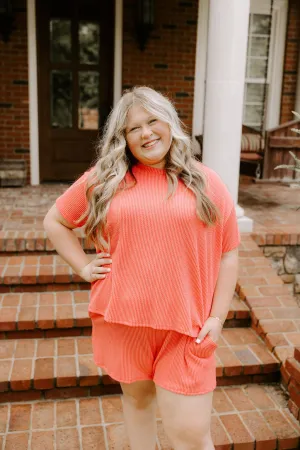 Great Days Ribbed Shorts in Coral