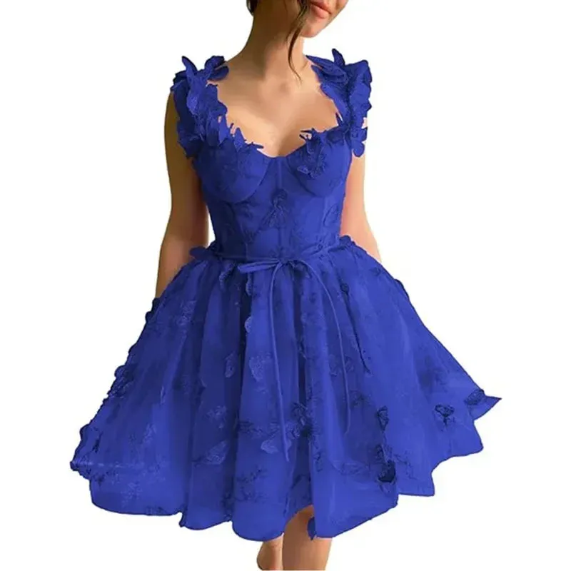 Green 3D Butterfly Short Homecoming Dress Straps Lace Prom Cocktail Bodice Party Gown Classic High quality Sexy Pastrol Matching