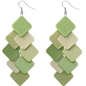 Green Cascade Layered Dangle Earrings