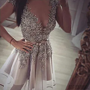 Grey gorgeous v-neck sexy unique formal homecoming prom gown dresses, SF0075