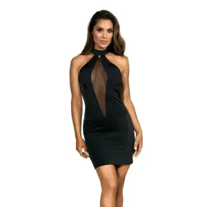Halter Neck Mesh Dress Black