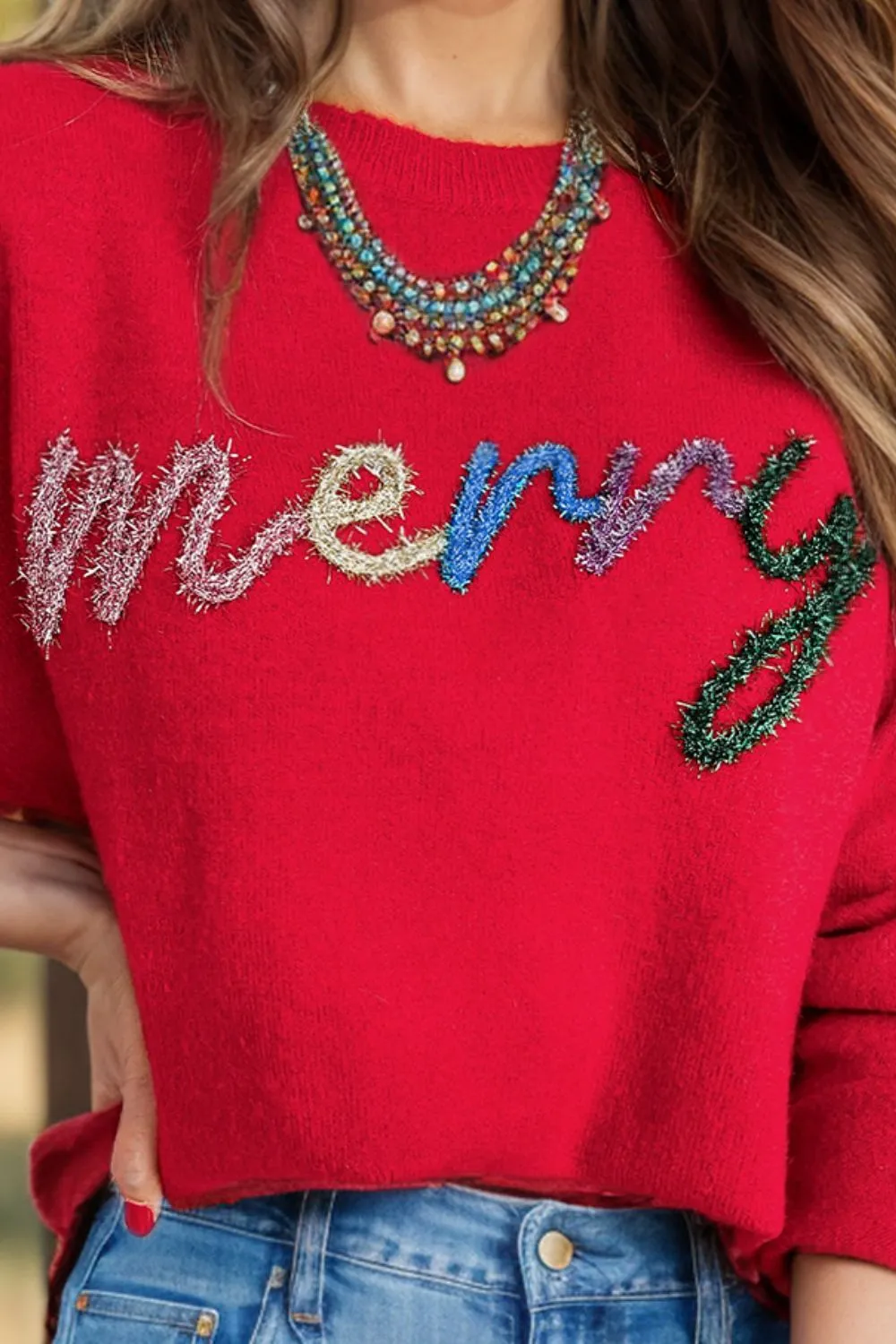 Hazel Blues® |  MERRY Round Neck Long Sleeve Sweater