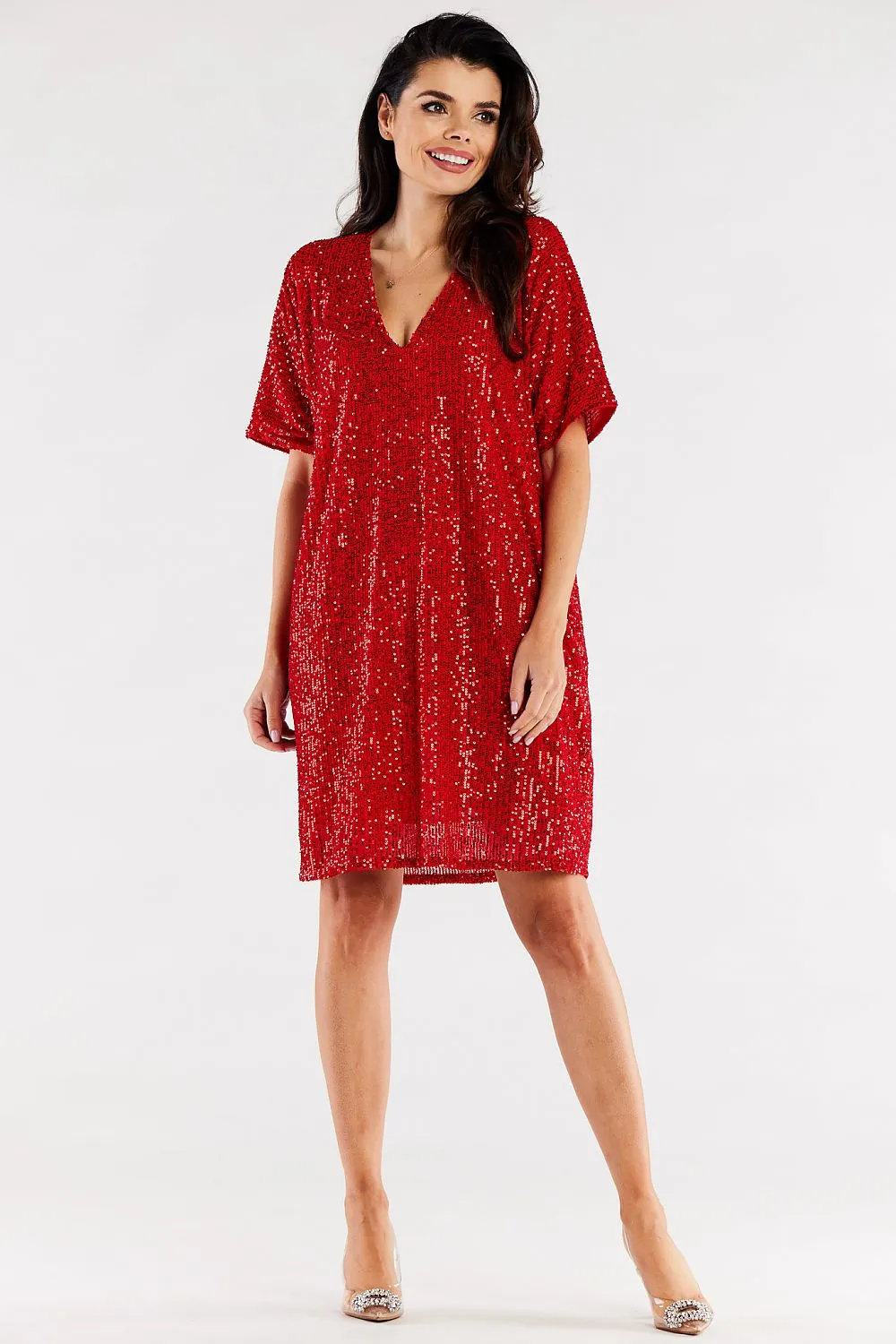 Heart Neckline Loose Midi Dress