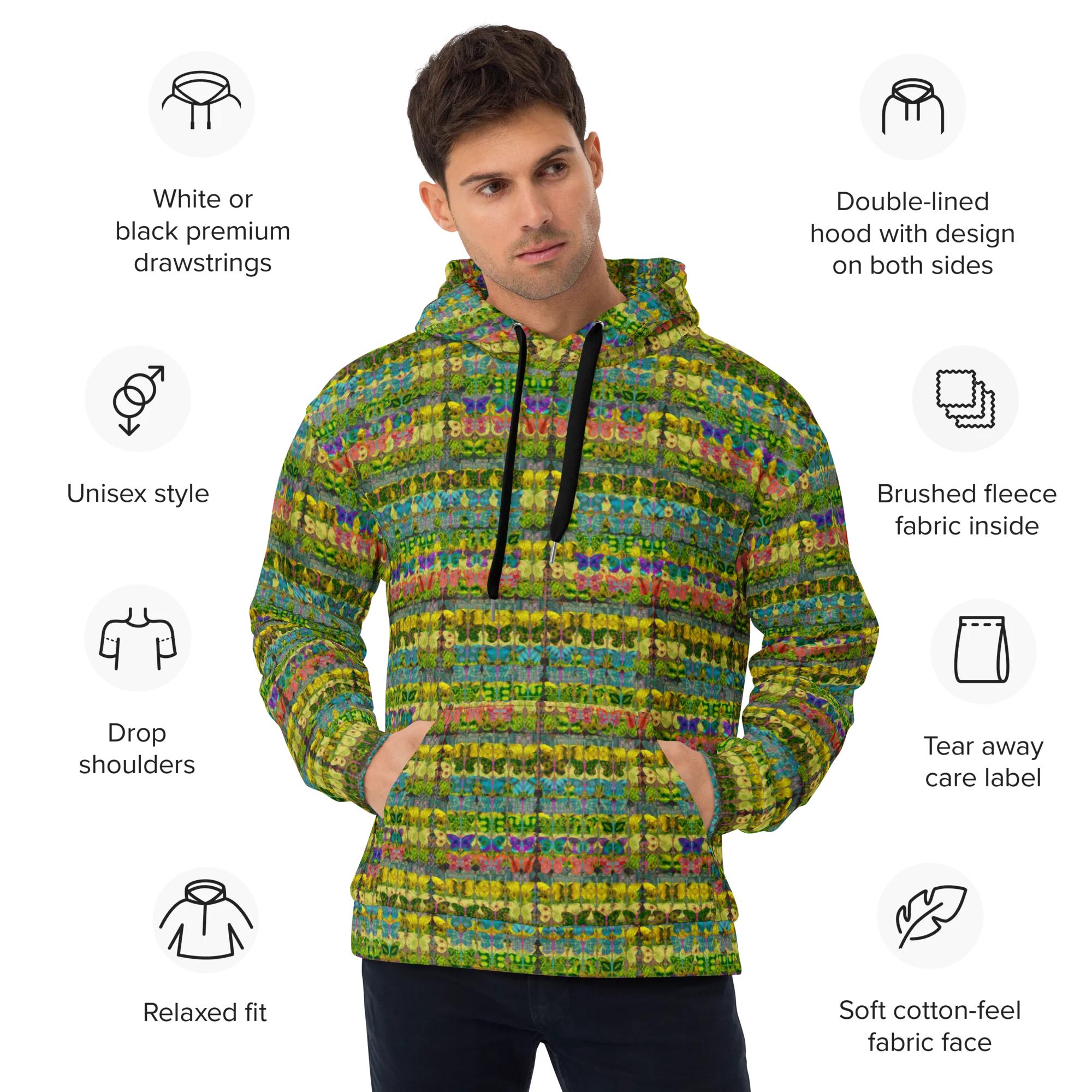 Hoodie (Unisex)(Butterfly Glade Tree Link Pride Stripes) RJSTHS2022 RJS