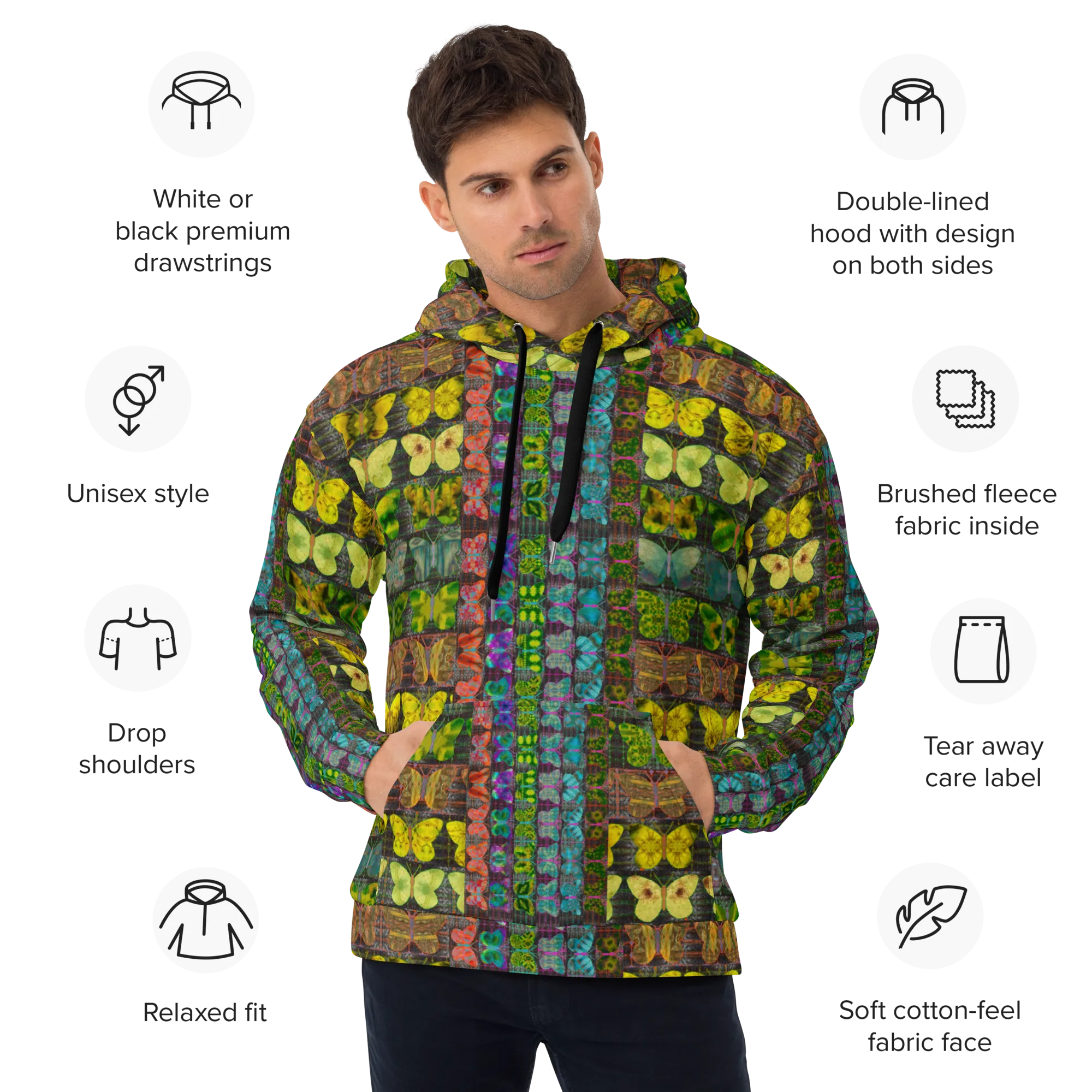 Hoodie (Unisex)(Butterfly Glade Tree Link Pride Stripes) RJSTHS2022 RJS